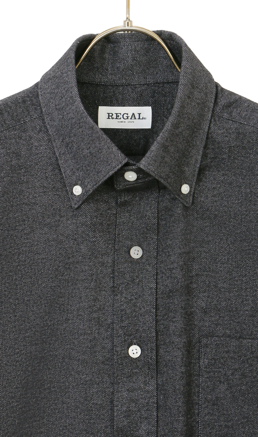 両面起毛ツイルボタンダウンカジュアルシャツ【EASY CARE】 ブラック M