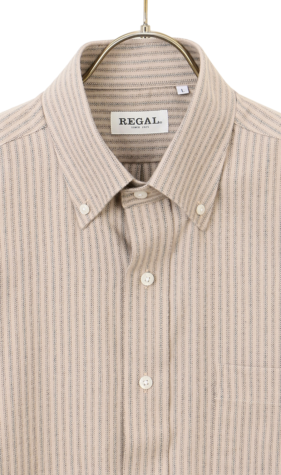 両面起毛ツイルボタンダウンカジュアルシャツ【EASY CARE】 ベージュ M