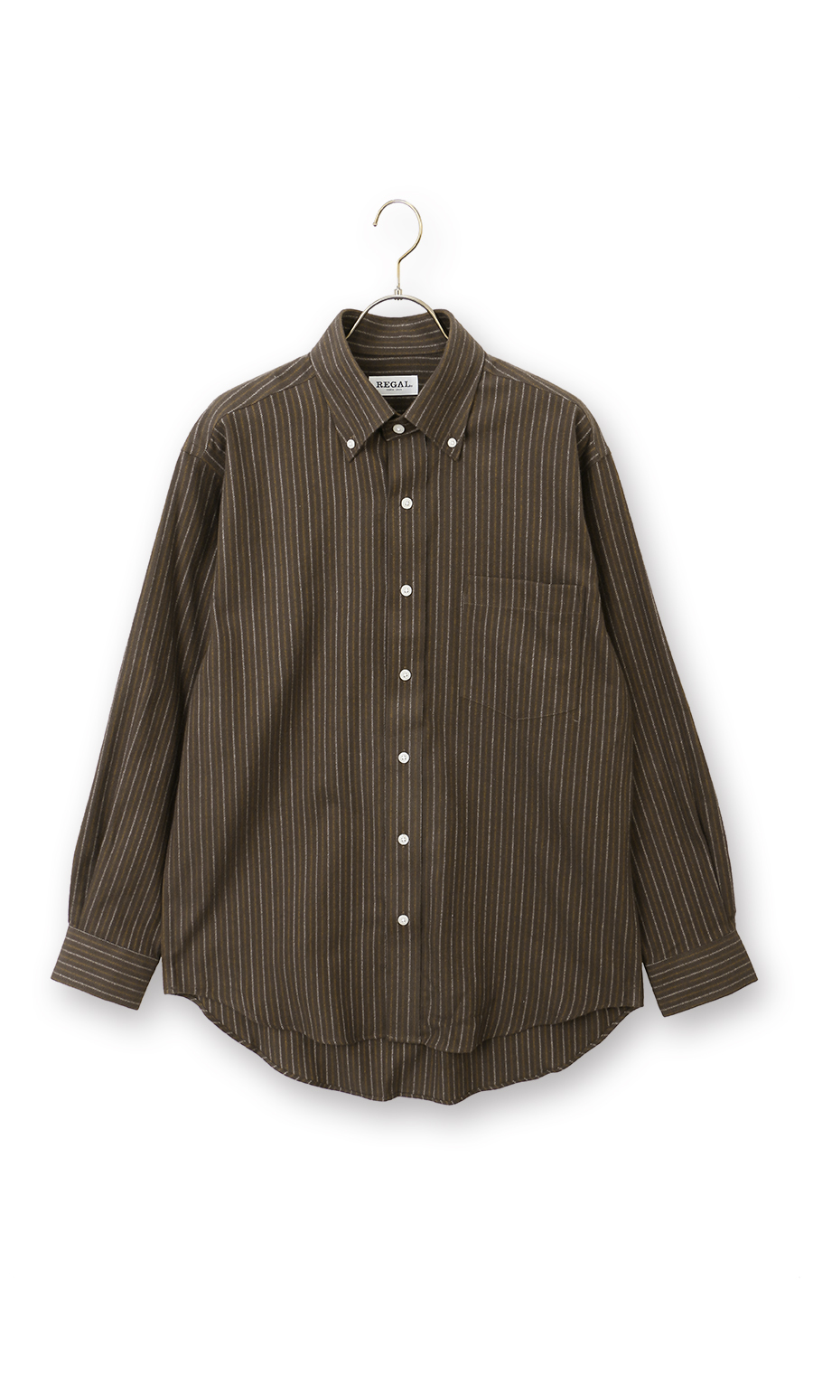 両面起毛ツイルボタンダウンカジュアルシャツ【EASY CARE】 ブラウン M