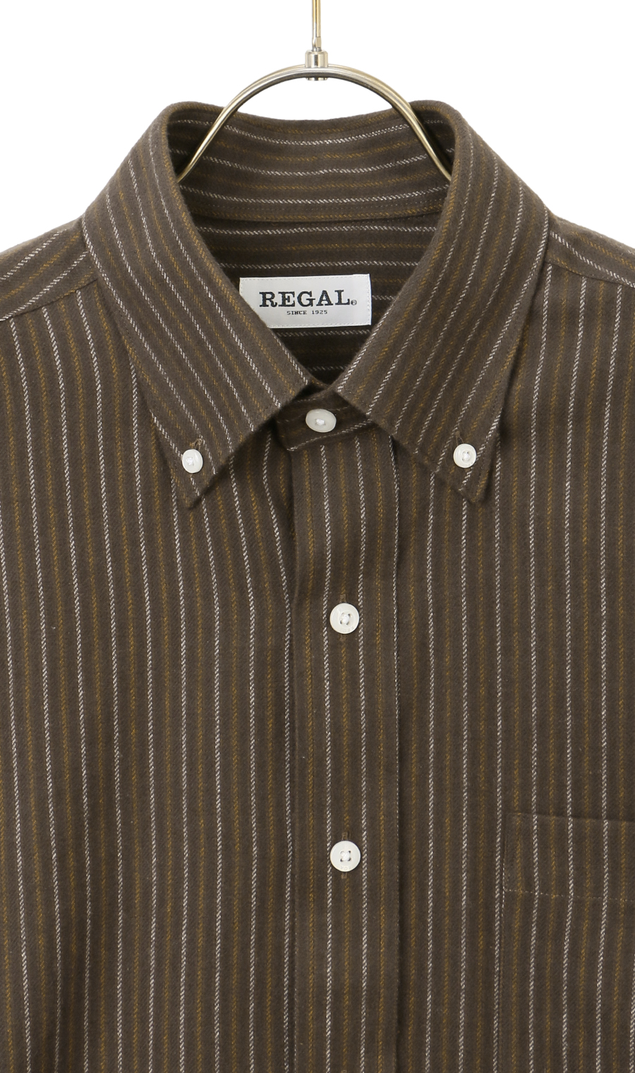 両面起毛ツイルボタンダウンカジュアルシャツ【EASY CARE】 ブラウン M