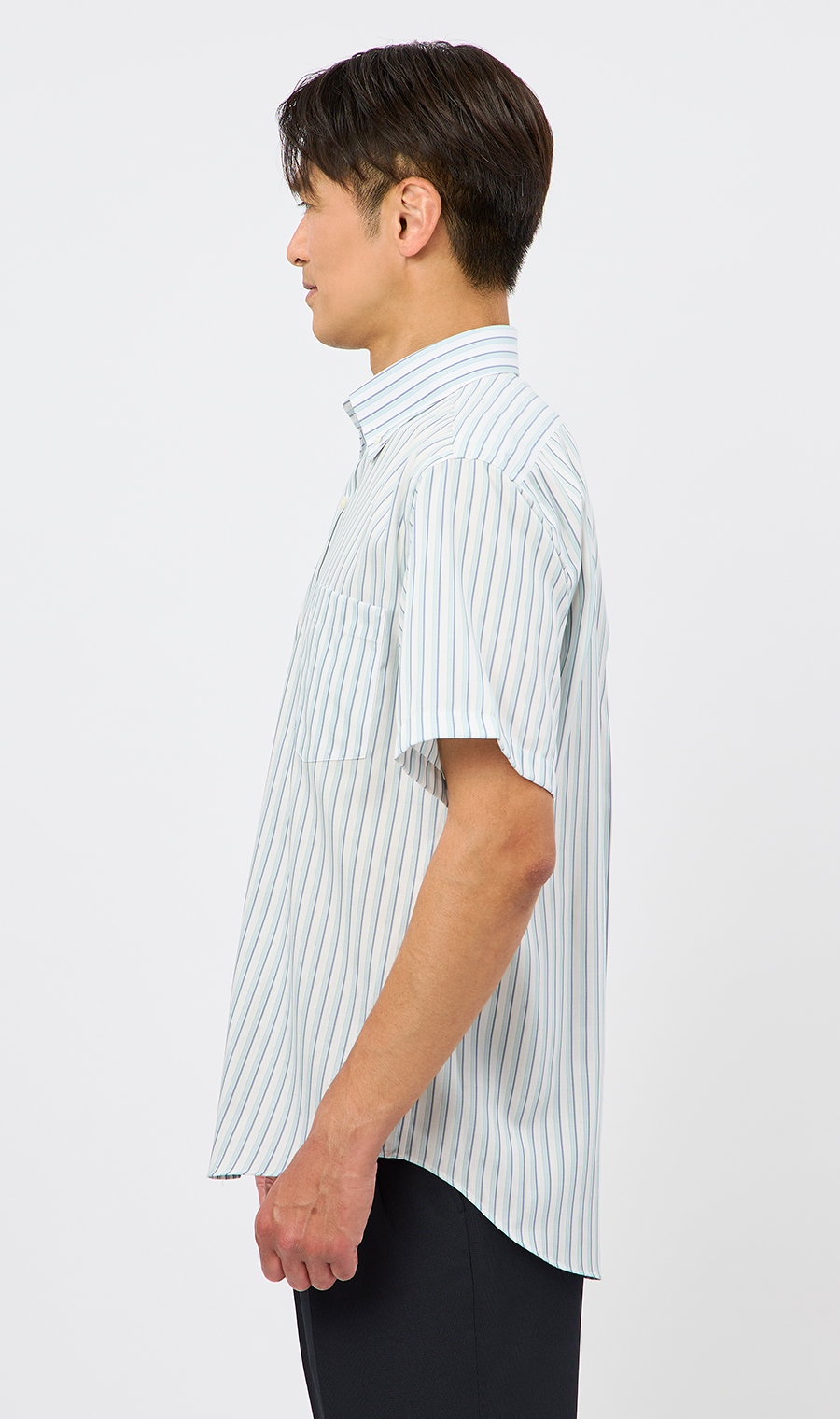 ボタンダウンストライプシャツ【SUPER EASY IRON】 ブルー M