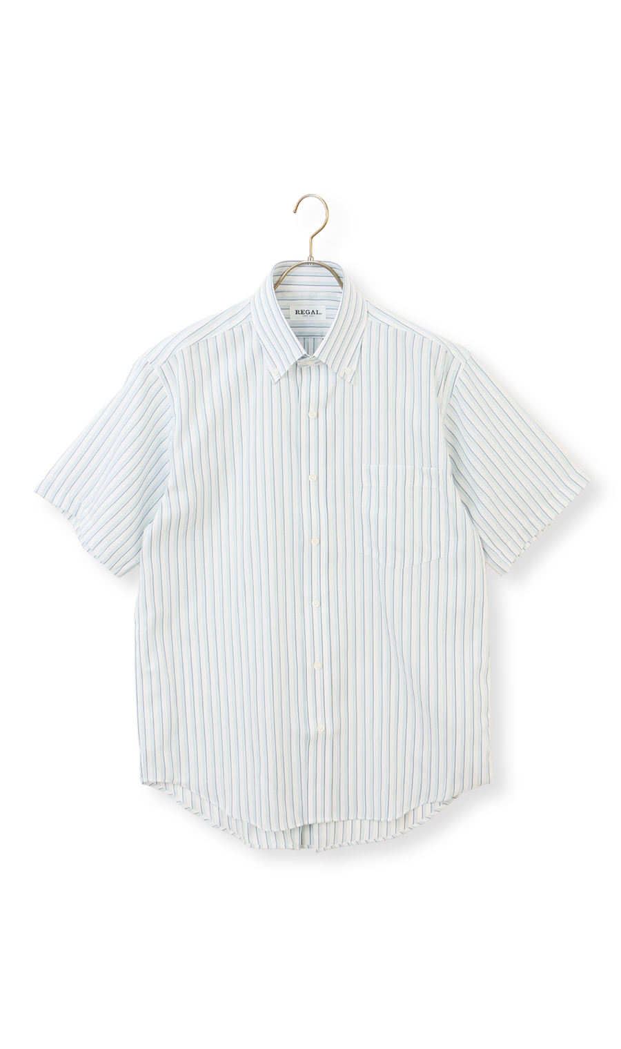 ボタンダウンストライプシャツ【SUPER EASY IRON】 ブルー M