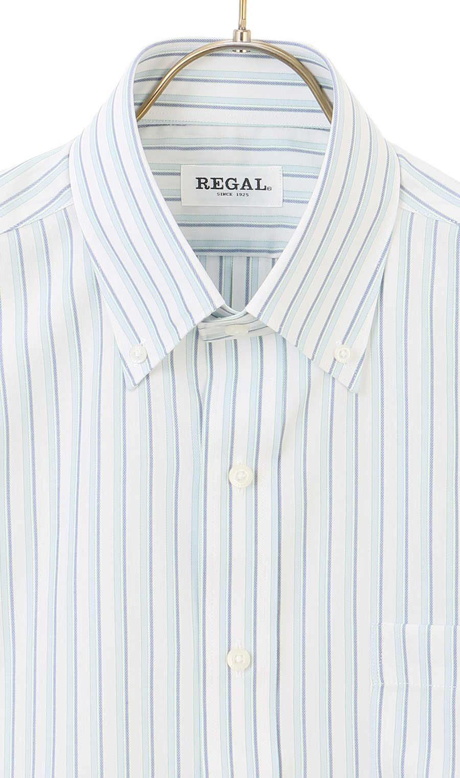 ボタンダウンストライプシャツ【SUPER EASY IRON】 ブルー M
