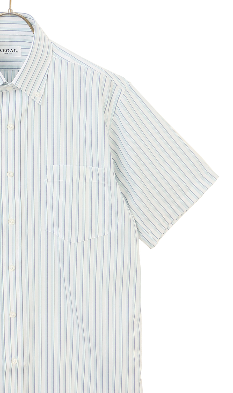 ボタンダウンストライプシャツ【SUPER EASY IRON】 ブルー M