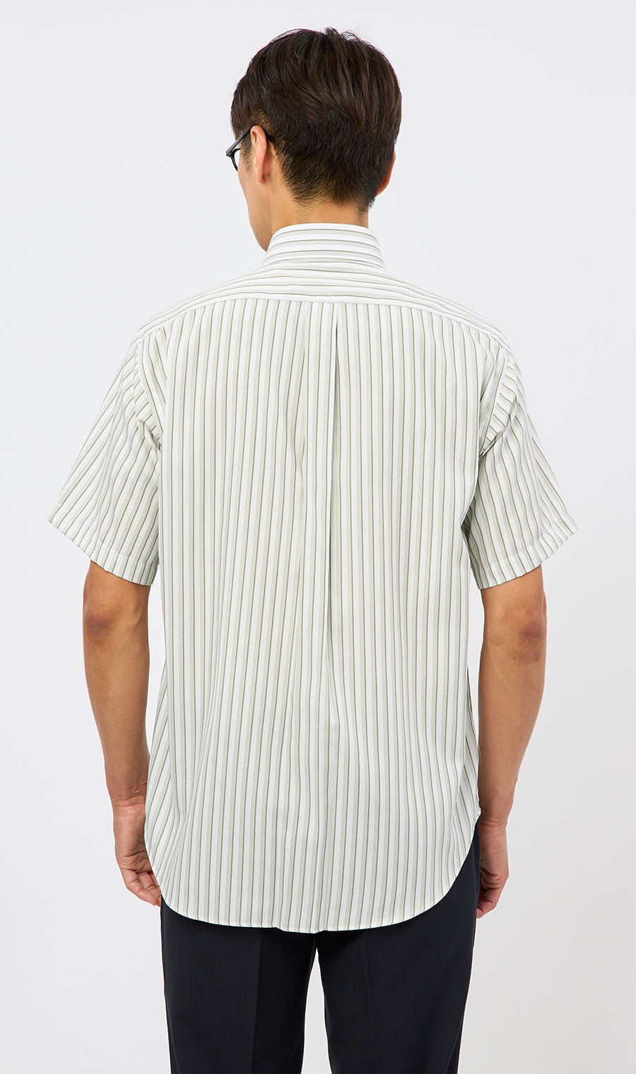 ボタンダウンストライプシャツ【SUPER EASY IRON】 グリーン M