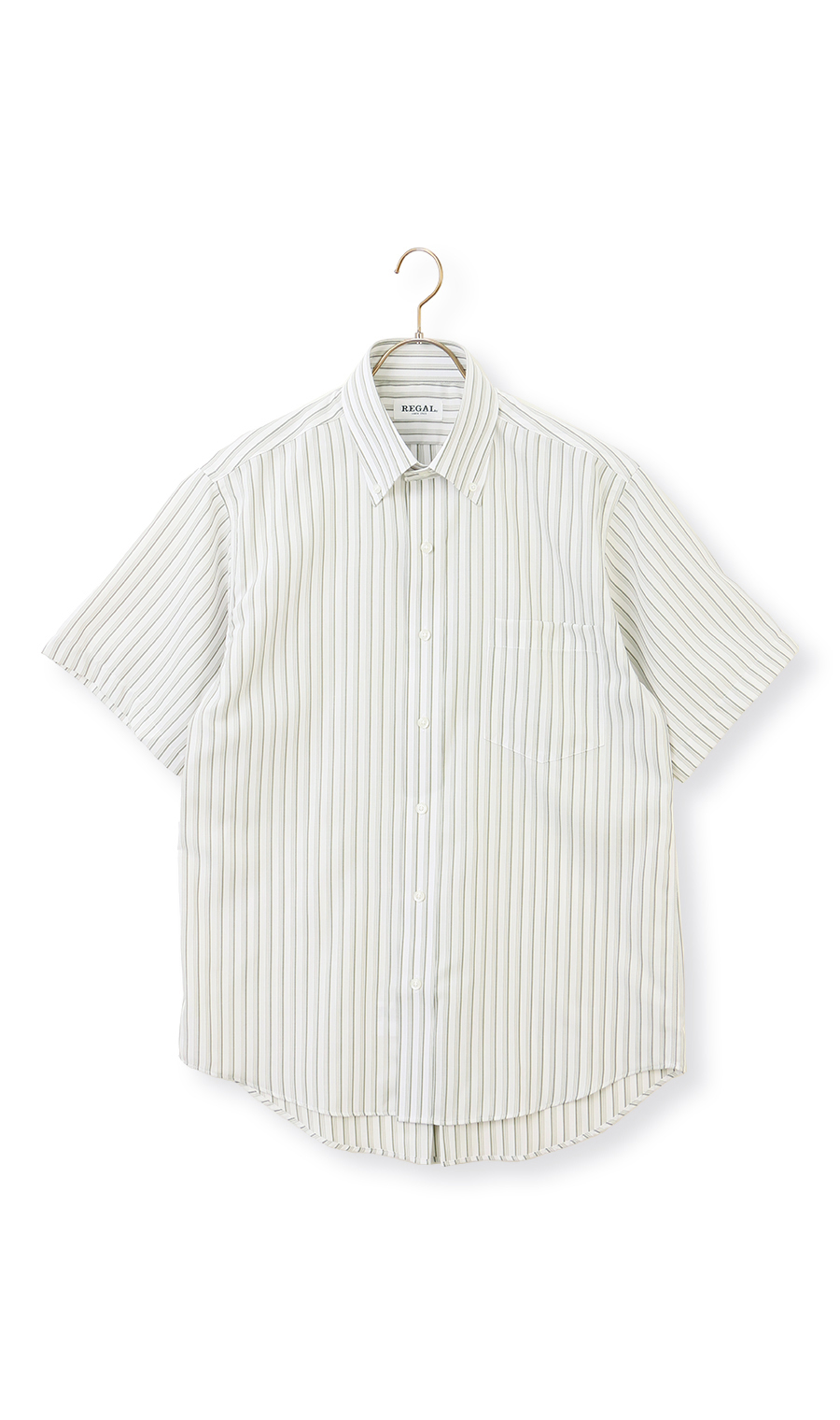 ボタンダウンストライプシャツ【SUPER EASY IRON】 グリーン M