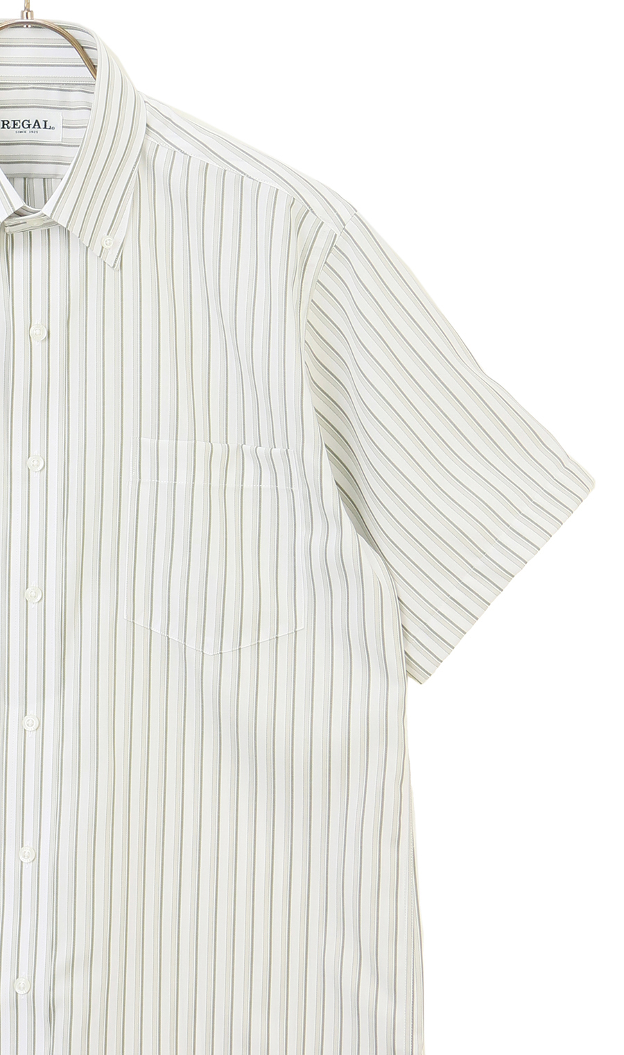 ボタンダウンストライプシャツ【SUPER EASY IRON】 グリーン M