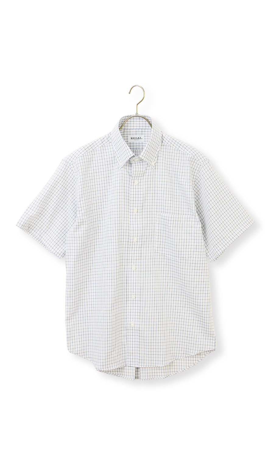 ボタンダウンチェックシャツ【SUPER EASY IRON】 ブルー M