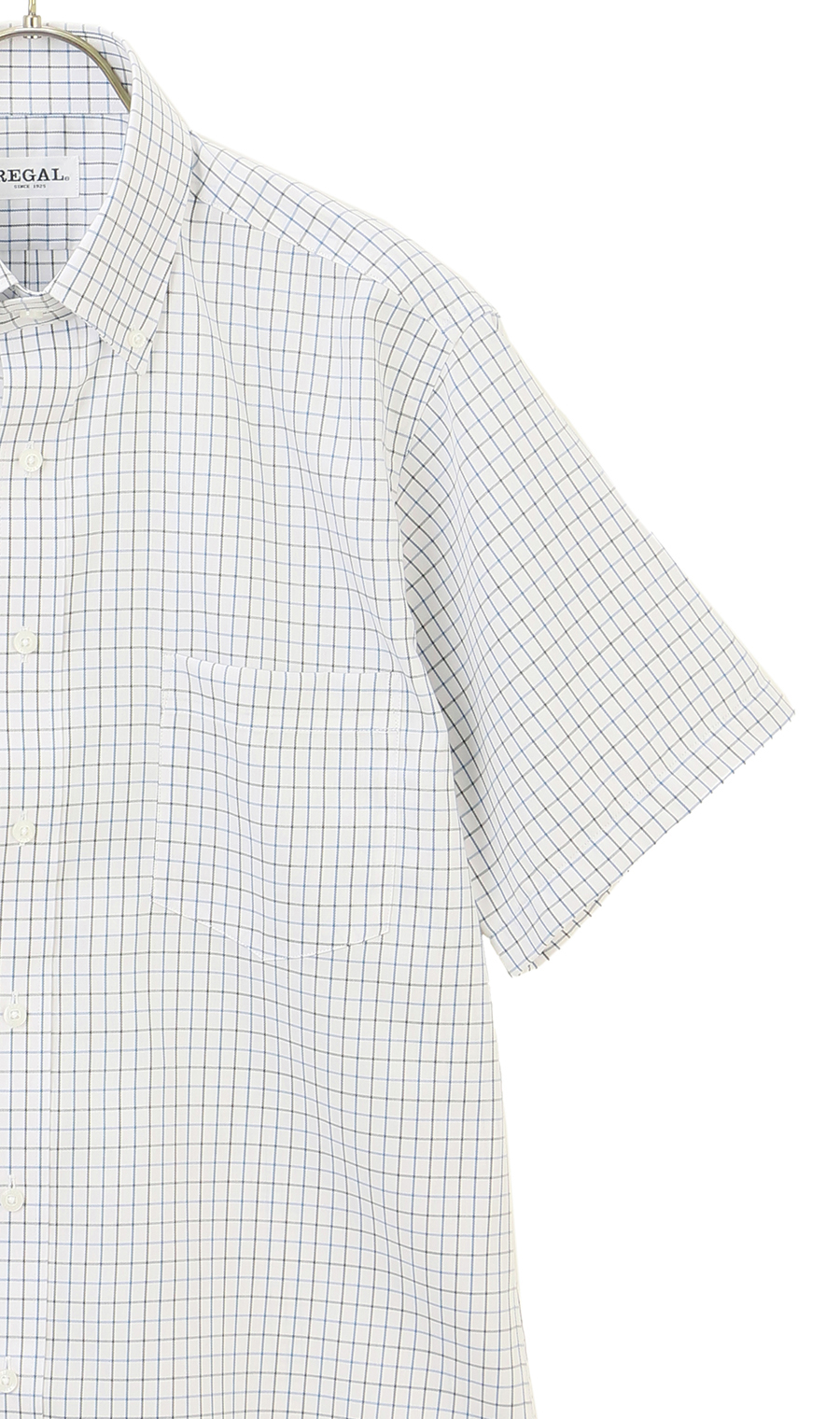 ボタンダウンチェックシャツ【SUPER EASY IRON】 ブルー M