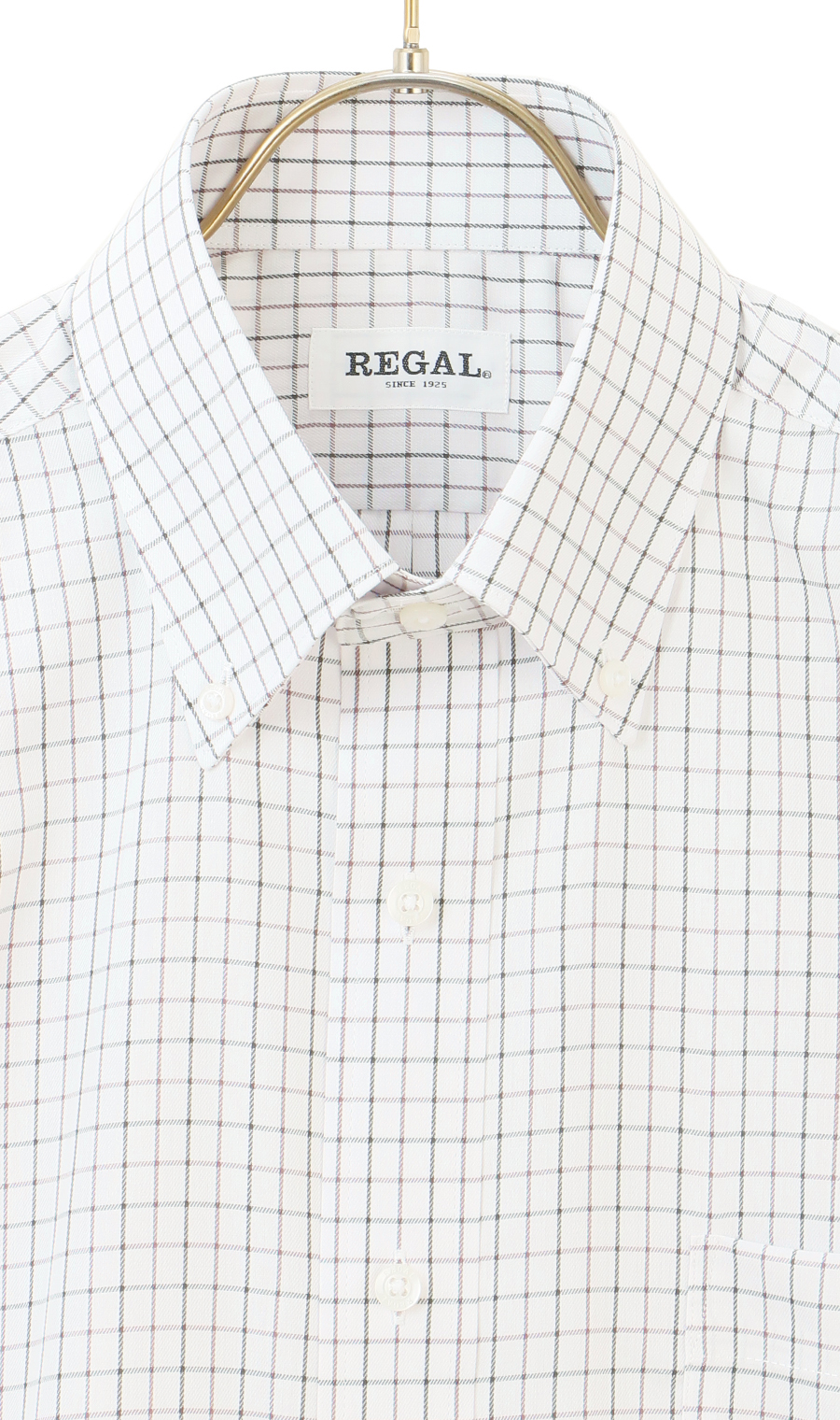 ボタンダウンチェックシャツ【SUPER EASY IRON】 ブラウン M