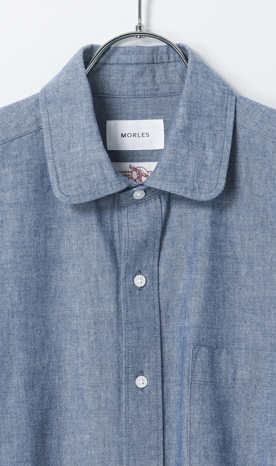 シャンブレーラウンドカラーシャツ【カイハラデニム】 ブルー S