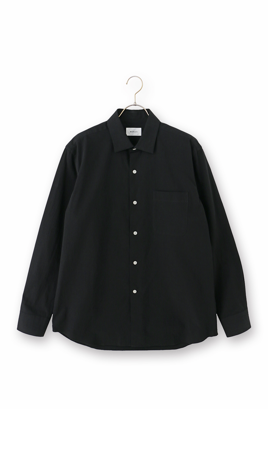 レギュラーカラーシャツ【リネン混】 ブラック S