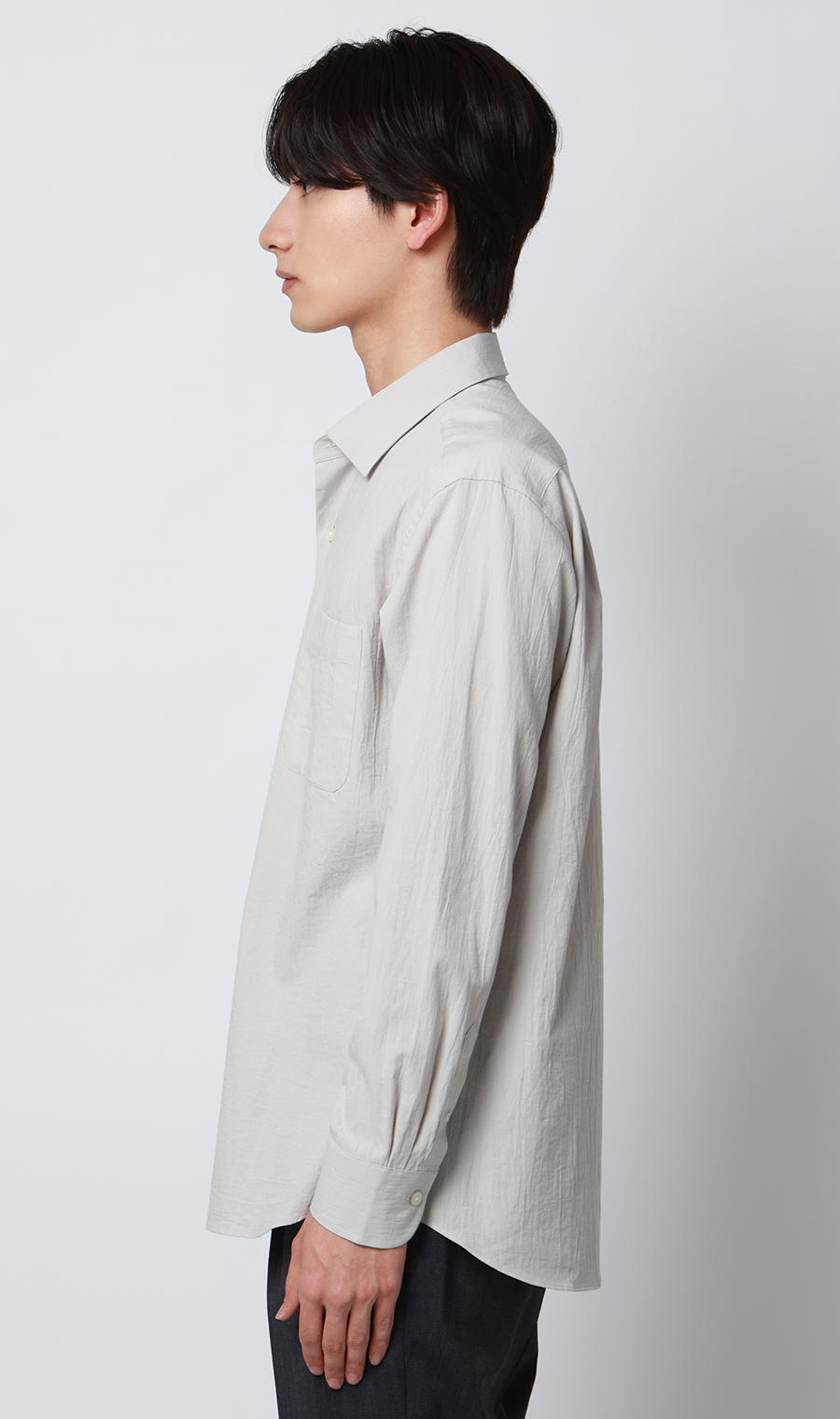 レギュラーカラーシャツ【リネン混】 ライトグレー S