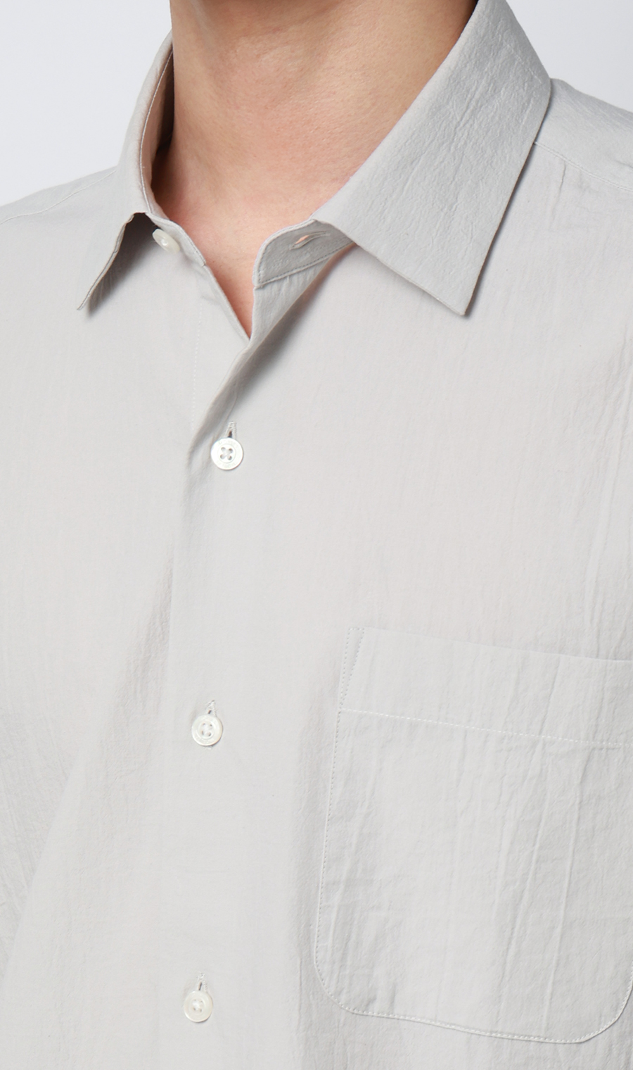 レギュラーカラーシャツ【リネン混】 ライトグレー S