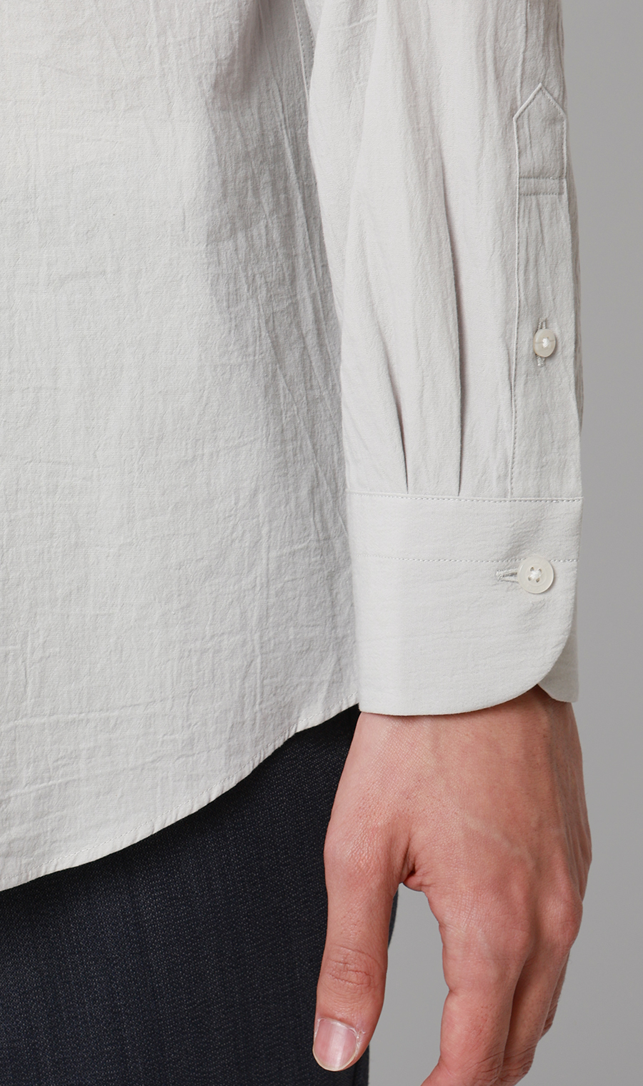 レギュラーカラーシャツ【リネン混】 ライトグレー S