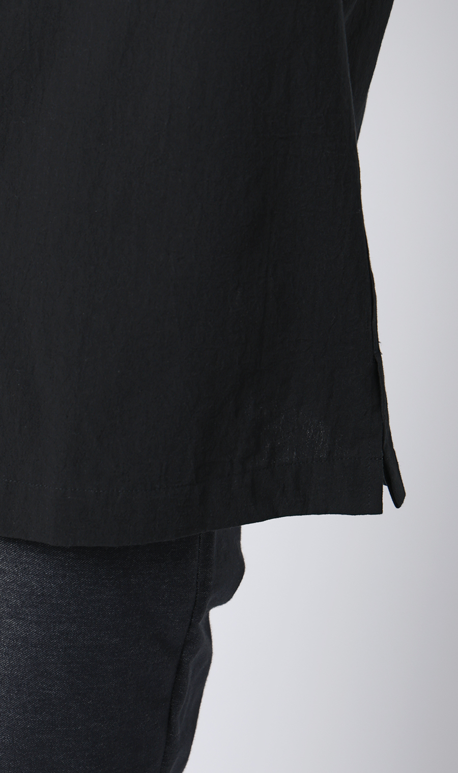 オープンカラーシャツ【半袖】【リネン混】 ブラック S