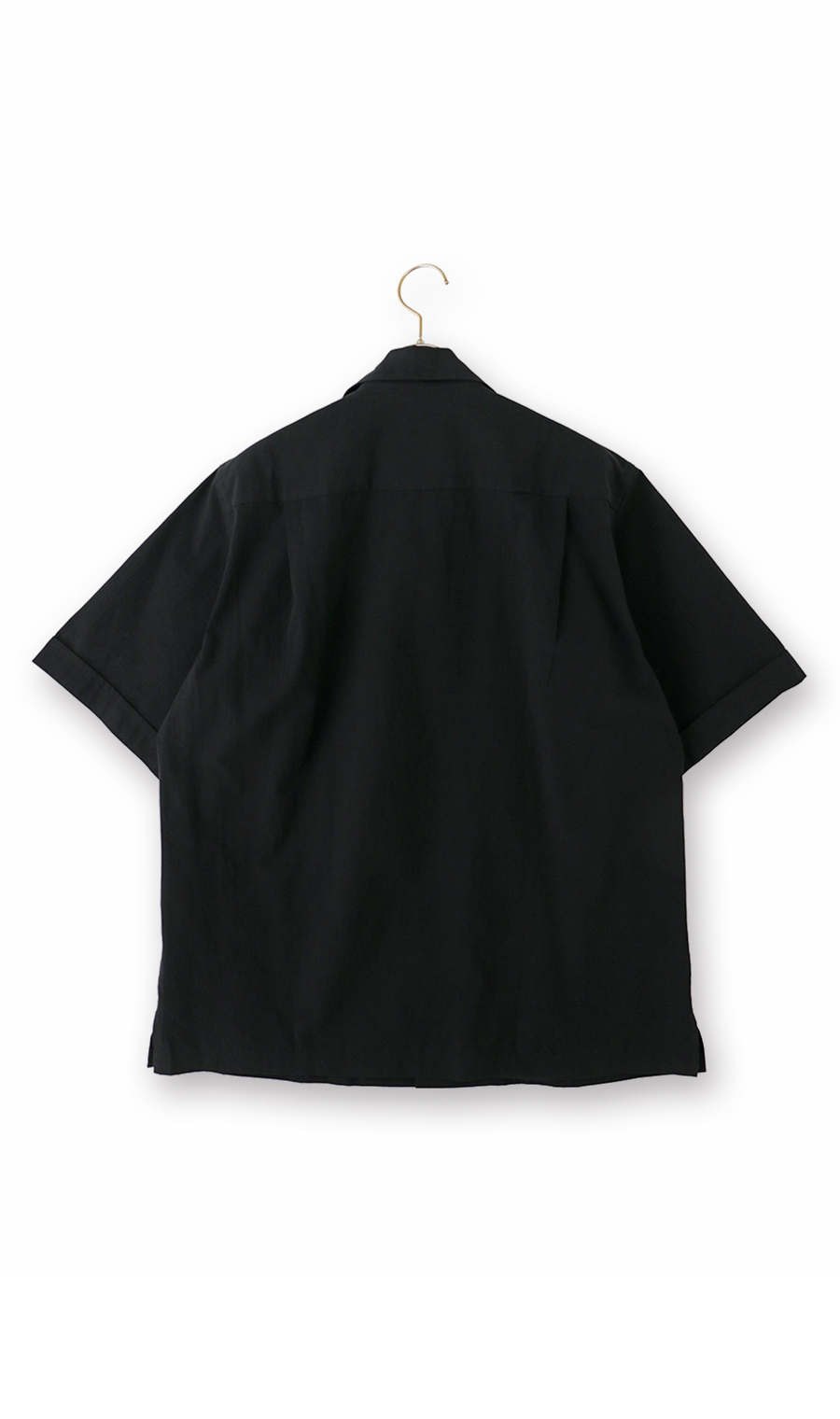 オープンカラーシャツ【半袖】【リネン混】 ブラック S