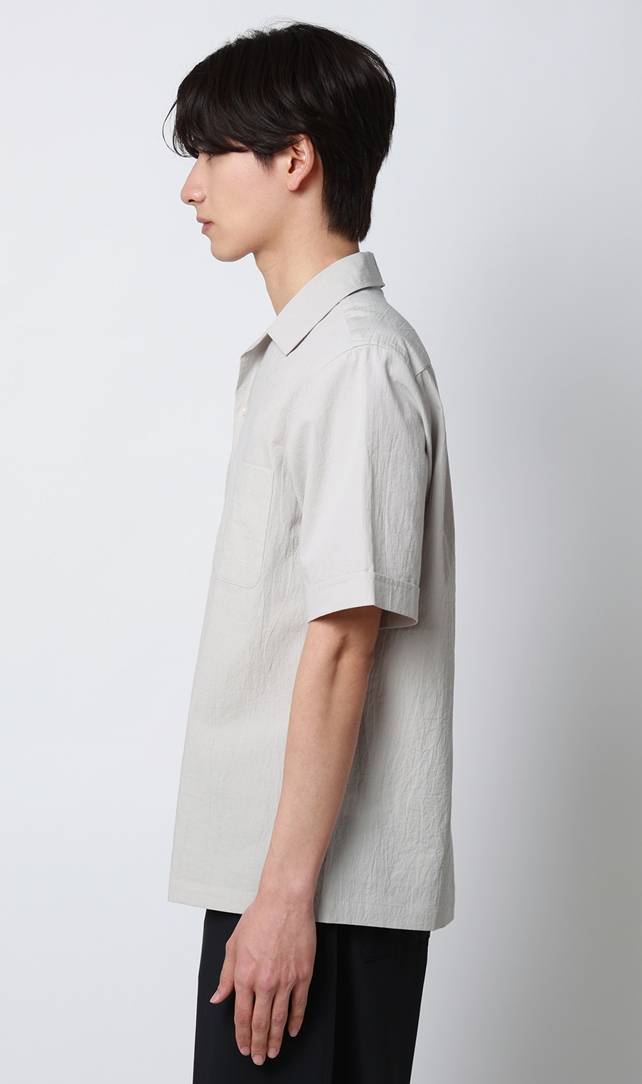 オープンカラーシャツ【半袖】【リネン混】 ライトグレー S