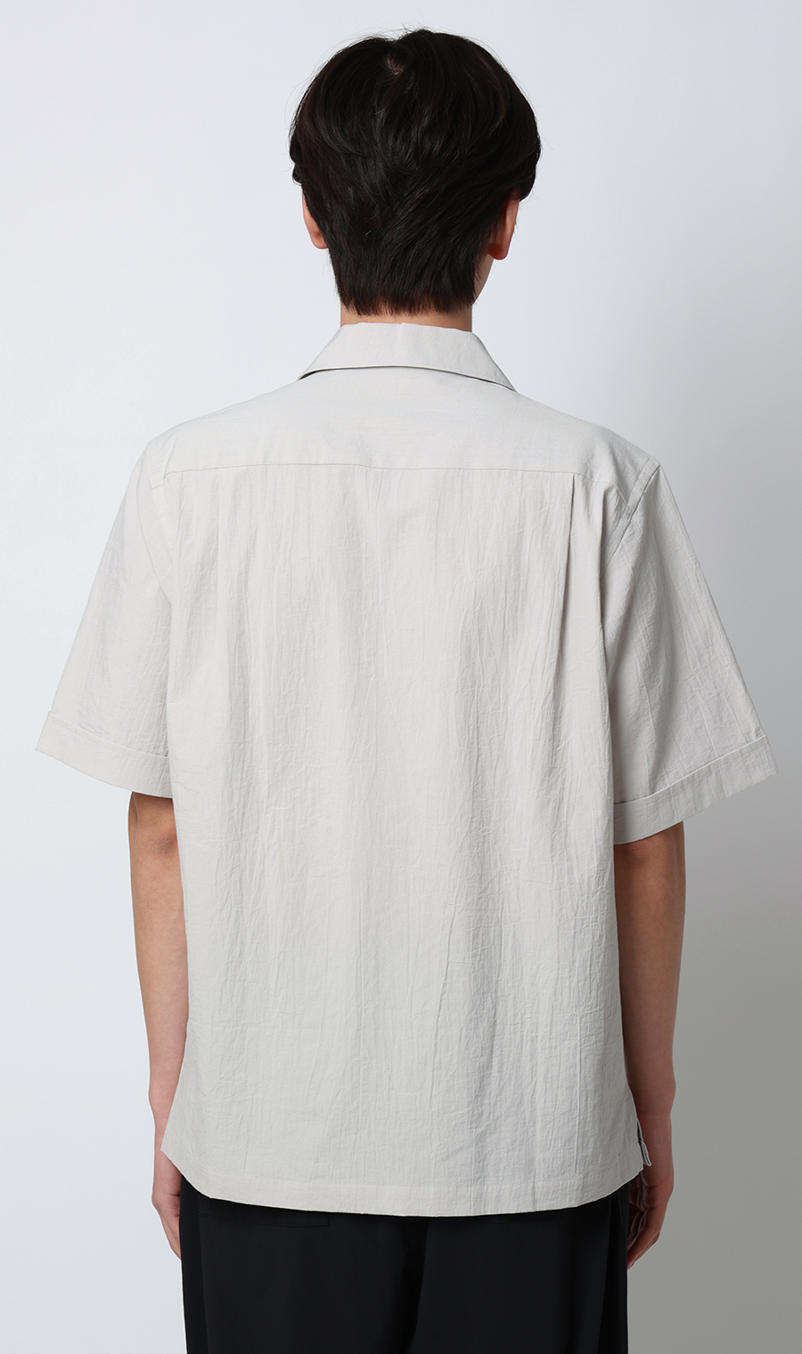 オープンカラーシャツ【半袖】【リネン混】 ライトグレー S