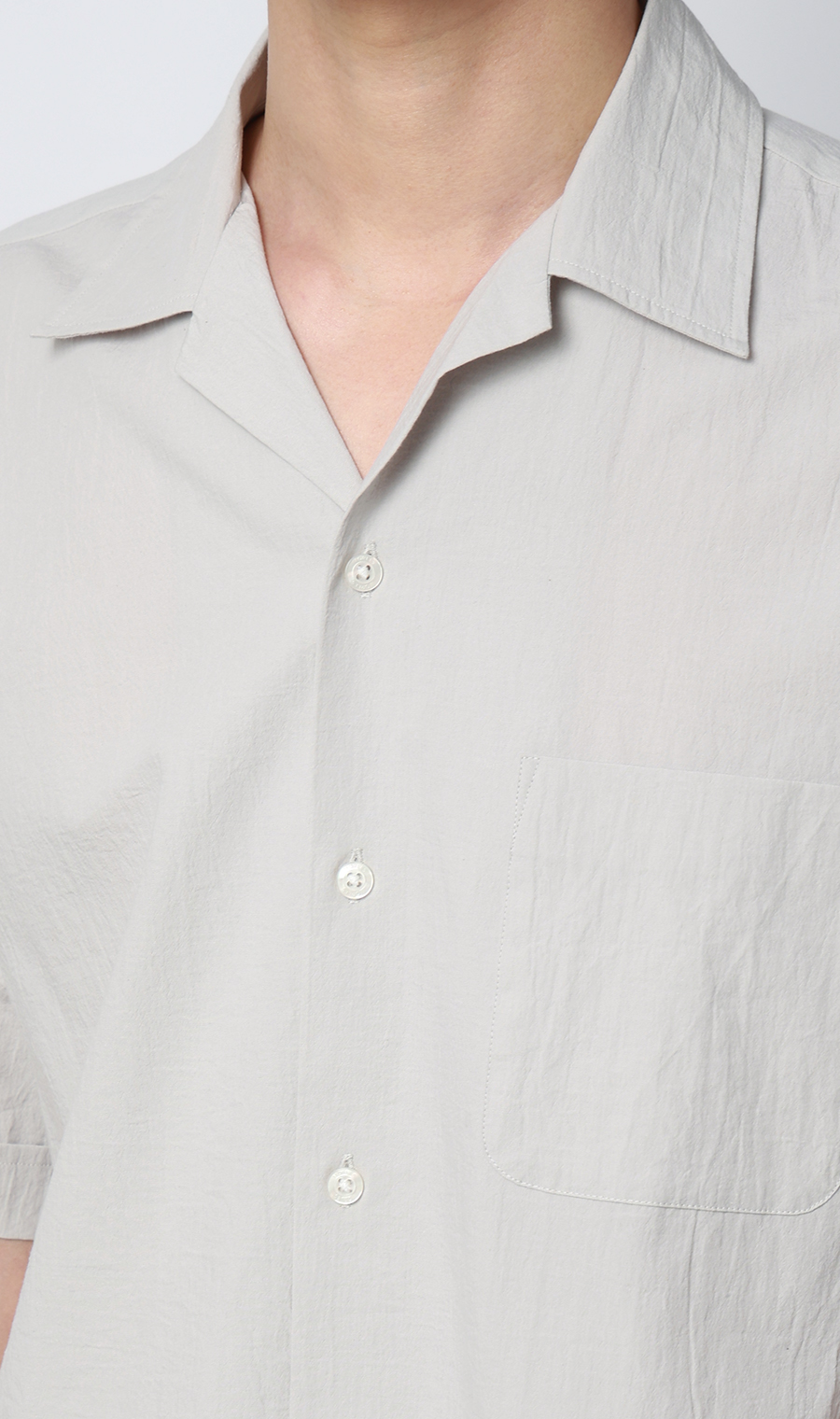 オープンカラーシャツ【半袖】【リネン混】 ライトグレー S