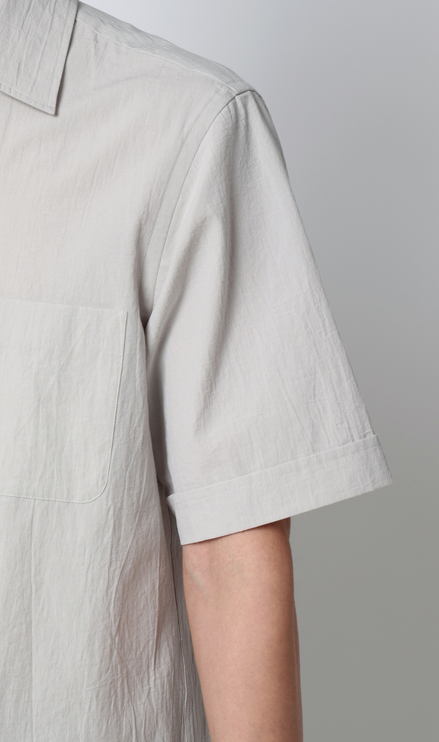 オープンカラーシャツ【半袖】【リネン混】 ライトグレー S