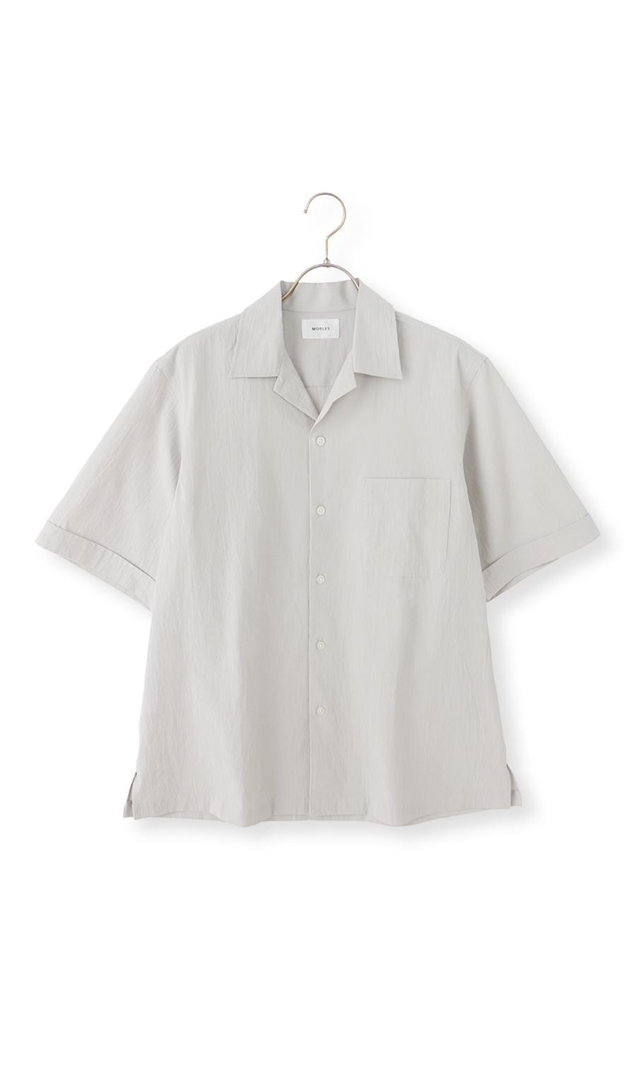 オープンカラーシャツ【半袖】【リネン混】 ライトグレー S