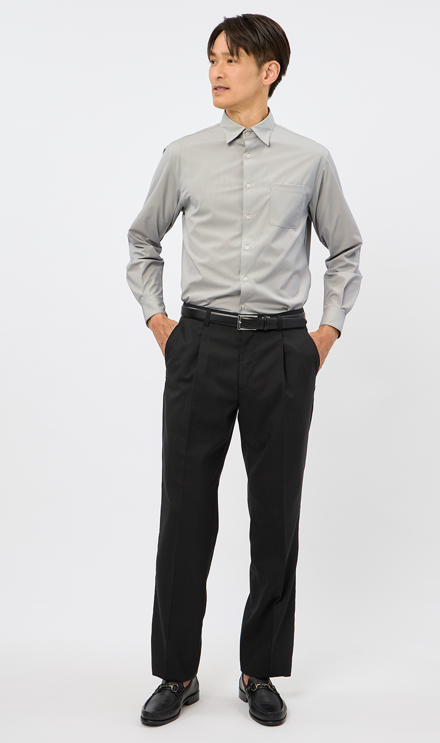 ゼロプレッシャーレギュラーカラーシャツ【長袖】 ライトグレー S