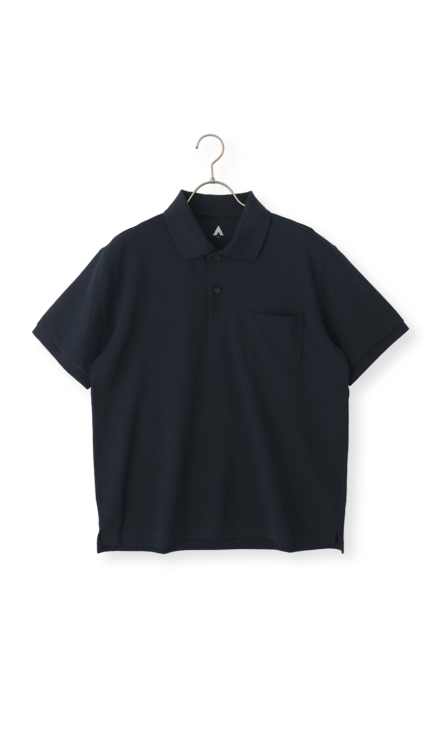 リブ襟半袖ポロシャツ ネイビー S