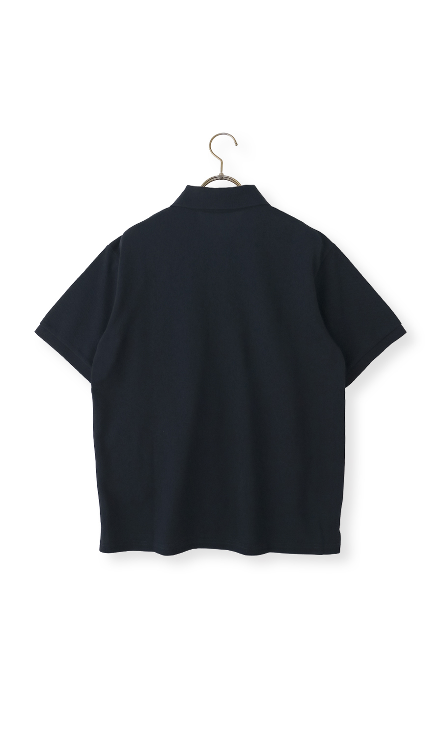 リブ襟半袖ポロシャツ ネイビー S