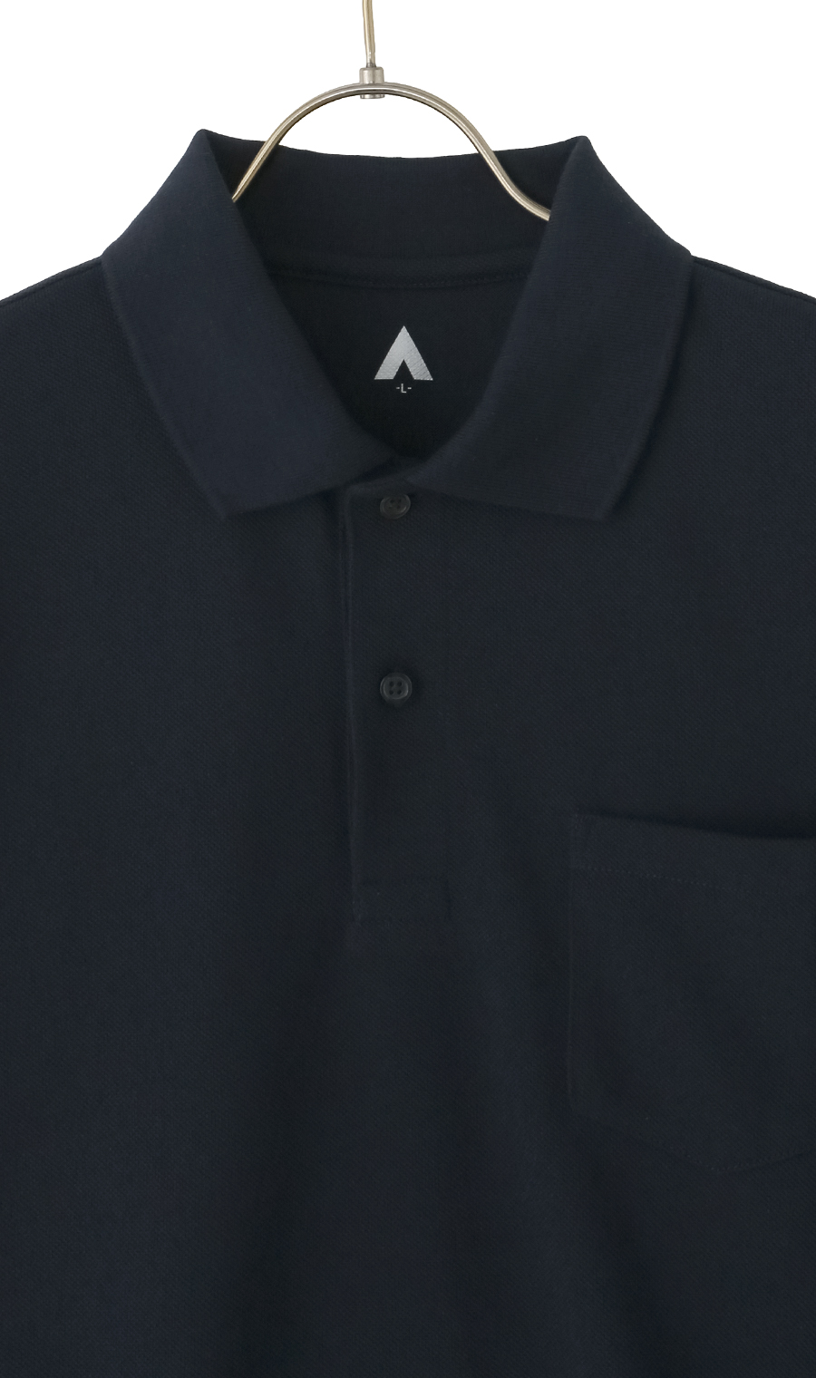 リブ襟半袖ポロシャツ ネイビー S