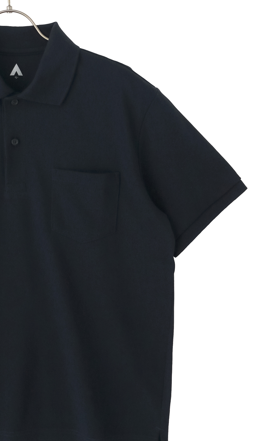リブ襟半袖ポロシャツ ネイビー S