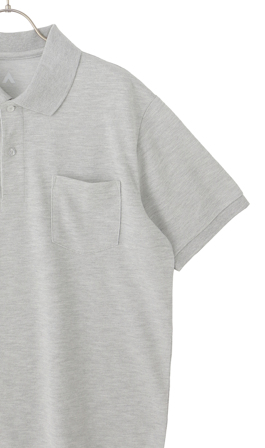 リブ襟半袖ポロシャツ ライトグレー S
