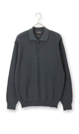 片畦ニットポロセーター