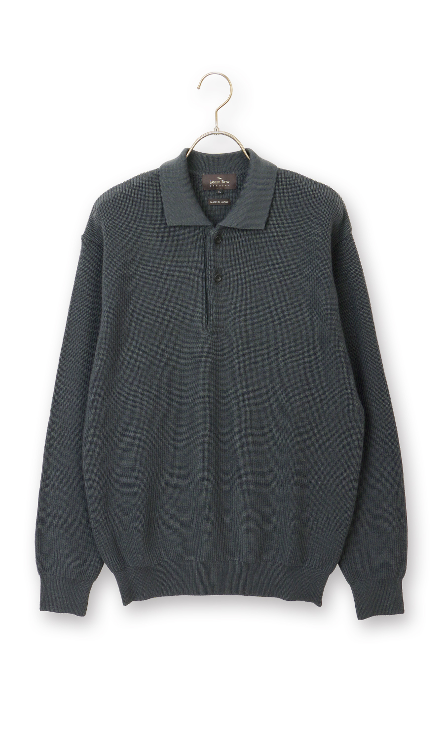 片畦ニットポロセーター チャコール LL