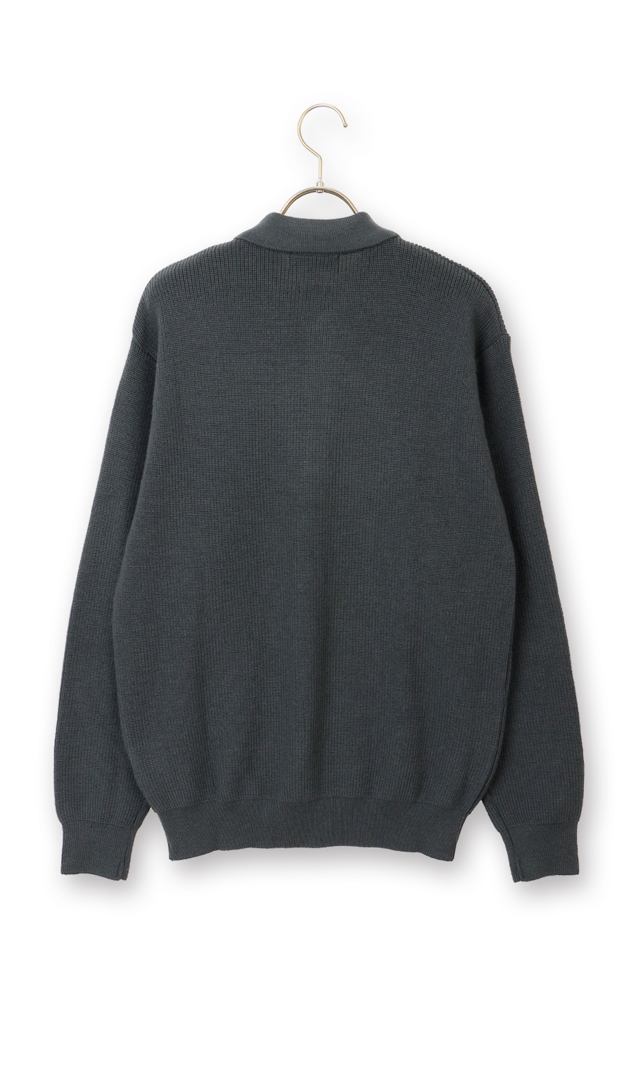 片畦ニットポロセーター チャコール LL