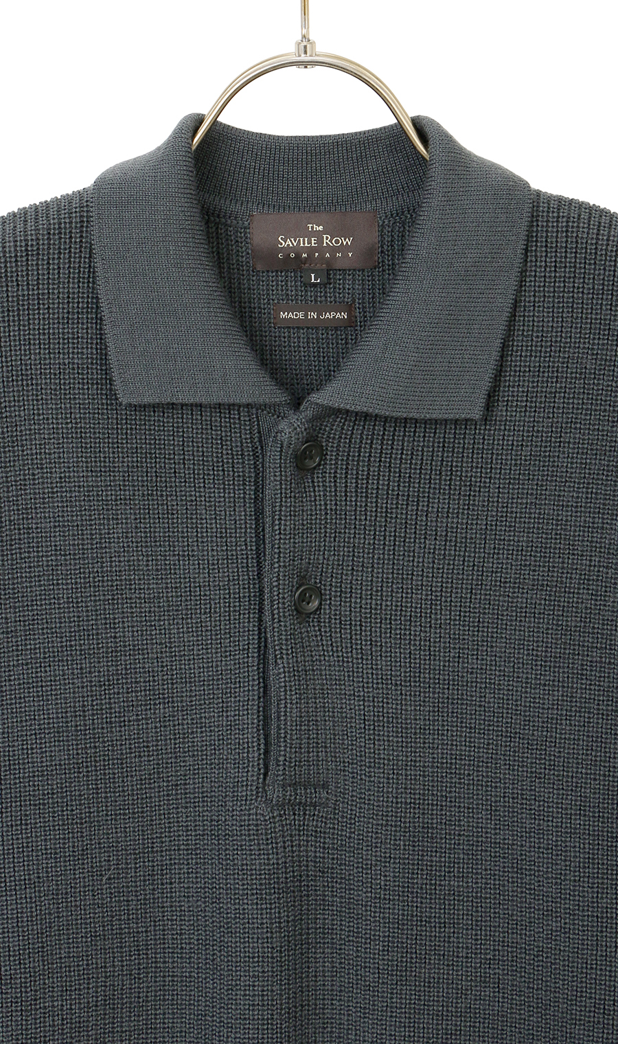 片畦ニットポロセーター チャコール LL