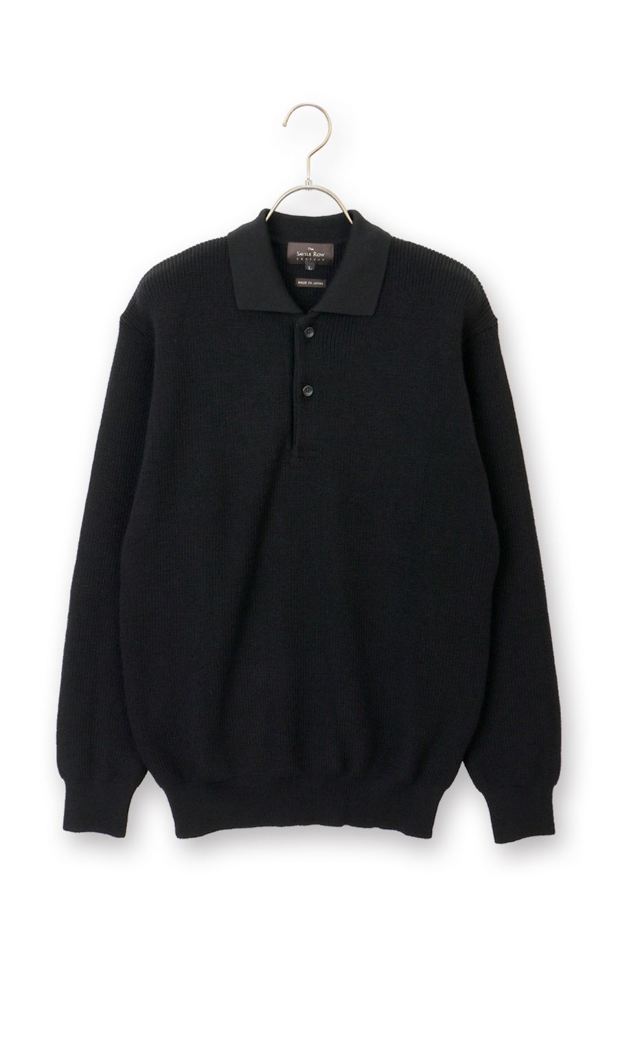 片畦ニットポロセーター ネイビー LL