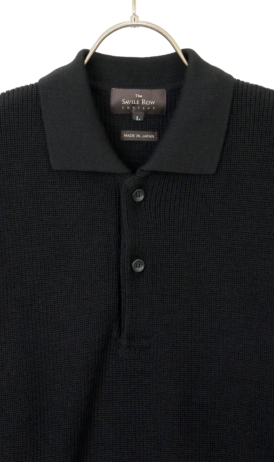 片畦ニットポロセーター ネイビー LL