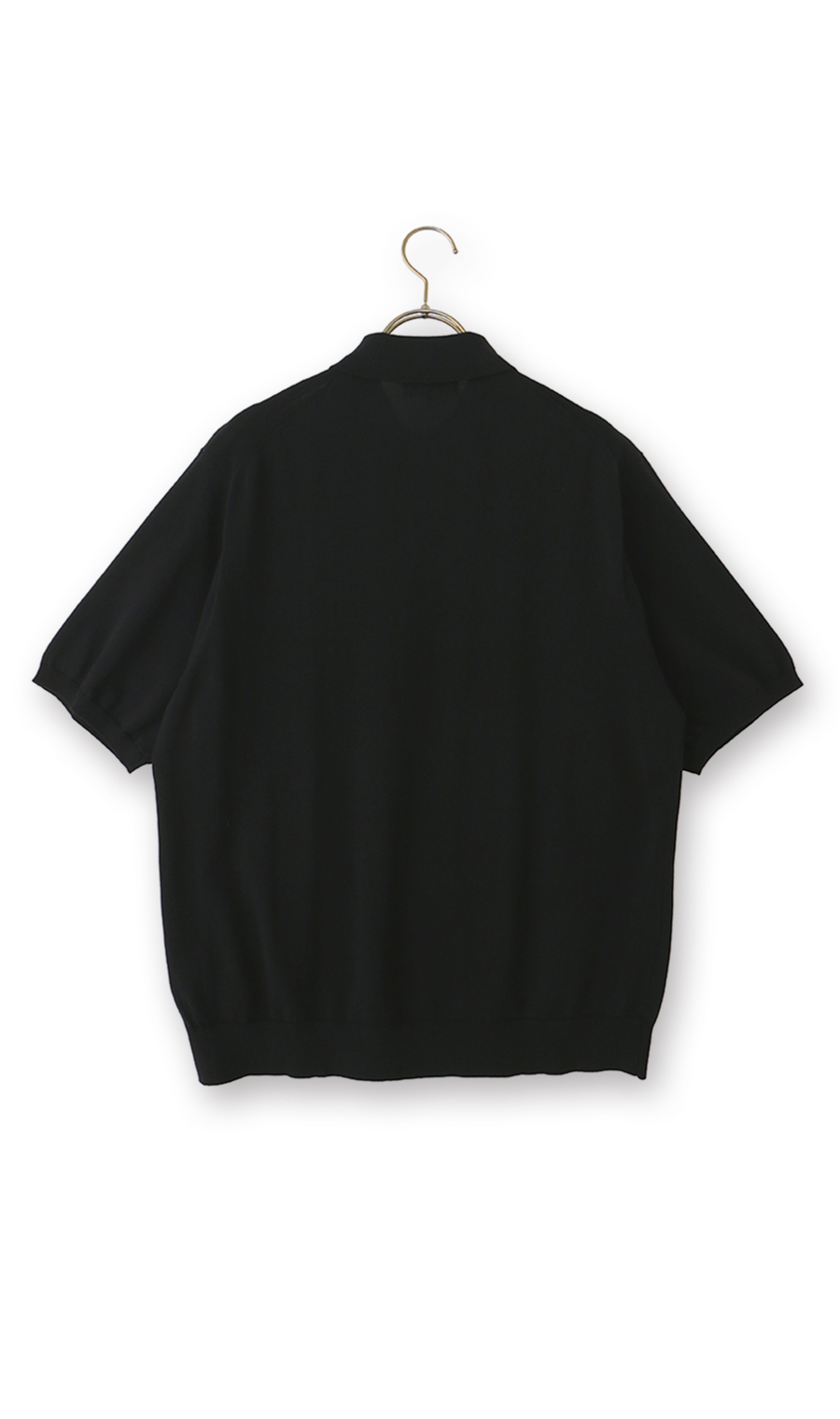 ニットポロシャツ【14G】【半袖】 ブラック M