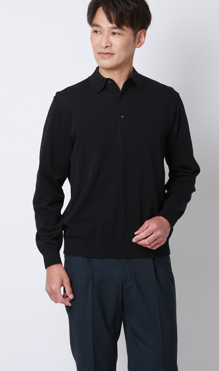 ニットポロシャツ【14G】【長袖】