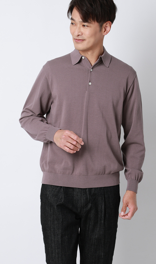 ニットポロシャツ【14G】【長袖】