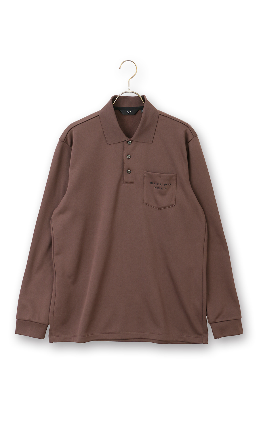 リブ襟ポロシャツ【MIZUNO GOLF】 ブラウン M