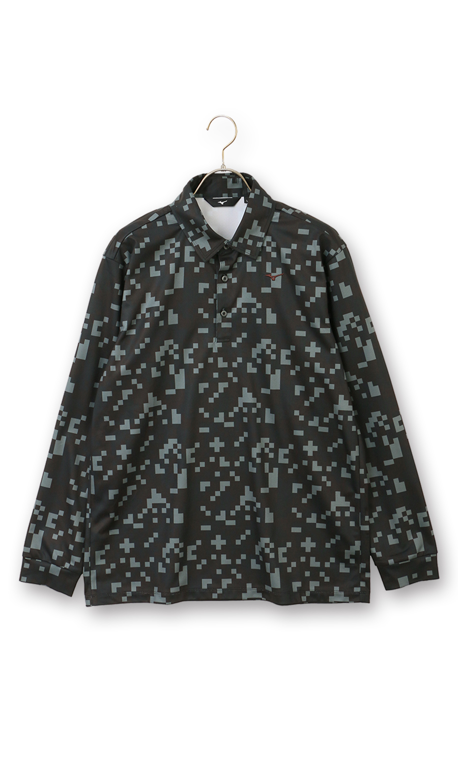 Mizuno 蛍光イエロー チェック柄 ポロシャツ 総柄共襟ポロシャツ【MIZUNO GOLF】 (52JAC577-09) | MIZUNO