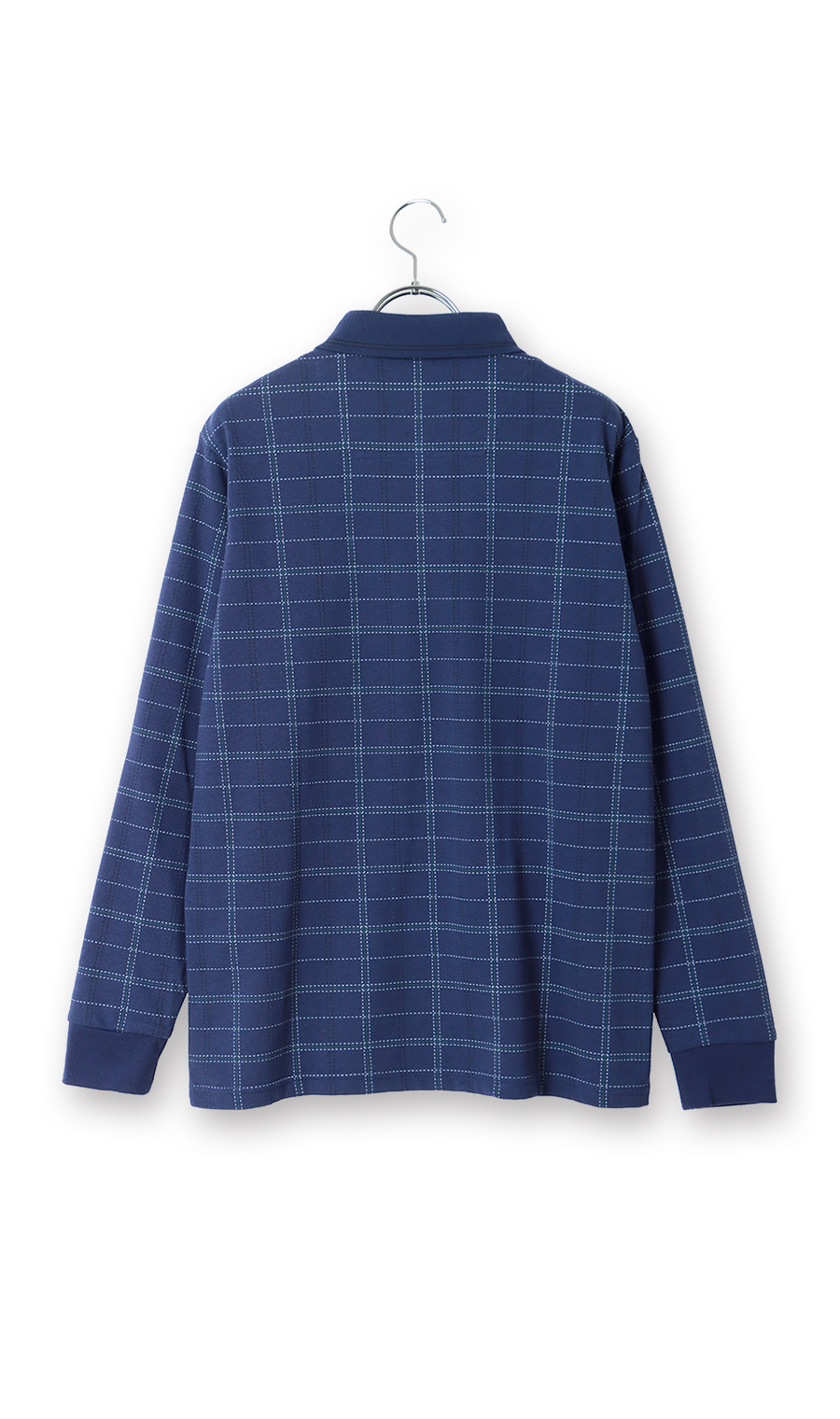 裏起毛鹿の子リブ襟ポロシャツ【BEVERLY HILLS POLO CLUB】 ブルー M