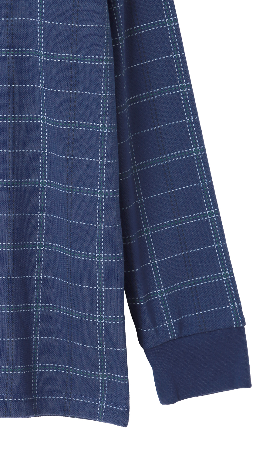 裏起毛鹿の子リブ襟ポロシャツ【BEVERLY HILLS POLO CLUB】 ブルー M