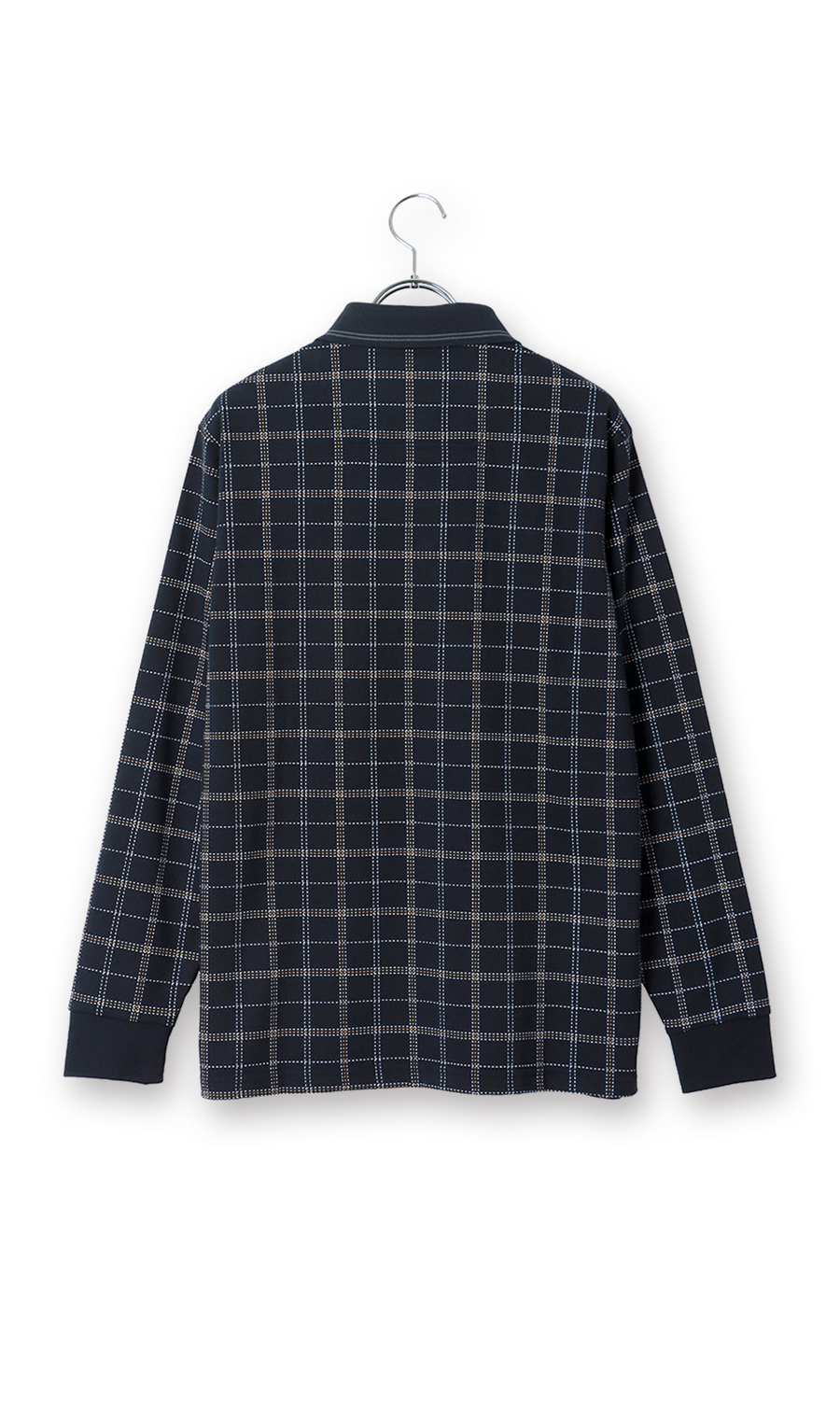 裏起毛鹿の子リブ襟ポロシャツ【BEVERLY HILLS POLO CLUB】 ネイビー M