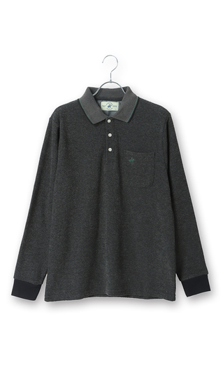 編地切替ポロシャツ【長袖】 (654117-33) | REGAL(黒) | 紳士服