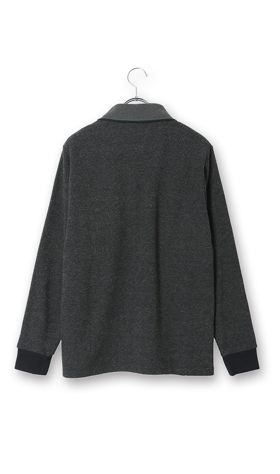 ブークレー裏起毛リブ襟ポロシャツ【BEVERLY HILLS POLO CLUB】 ブラック M