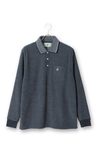 Boucle fleece-lined ribbed collar polo shirt [BEVERLY HILLS POLO CLUB]