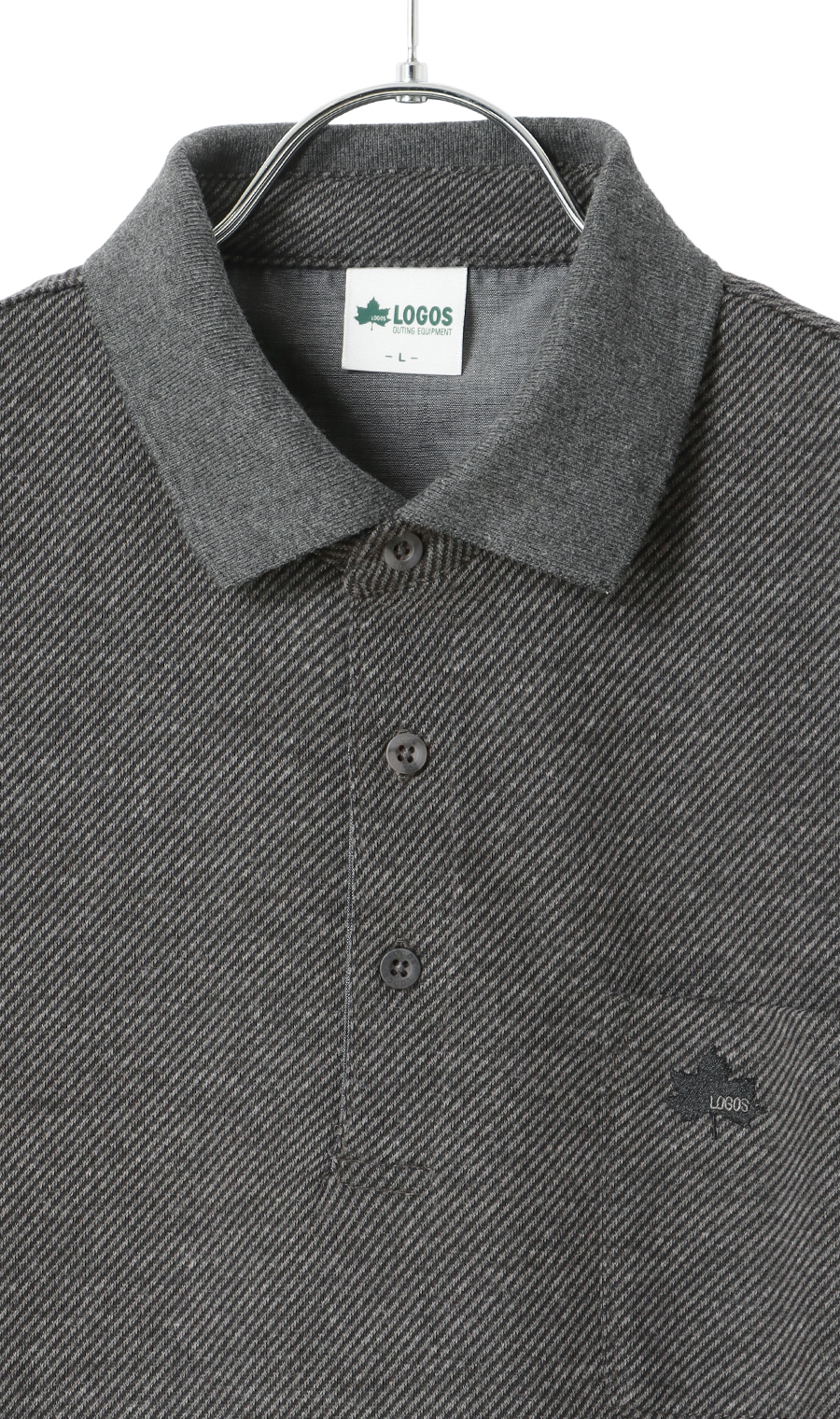 カルゼジャガードリブ襟ポロシャツ【LOGOS】 ブラック M